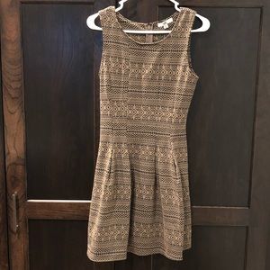 Tan and black print dress